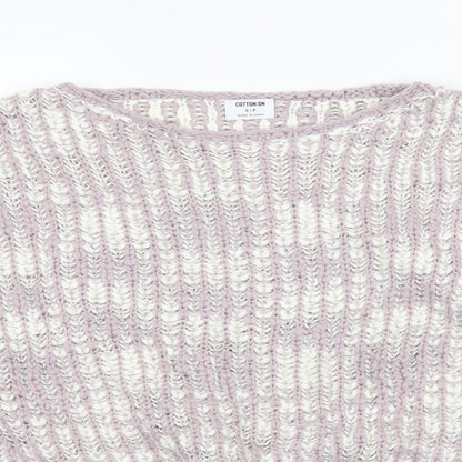 Cotton On Womens Purple Striped Knit Pullover Jumper Size S
