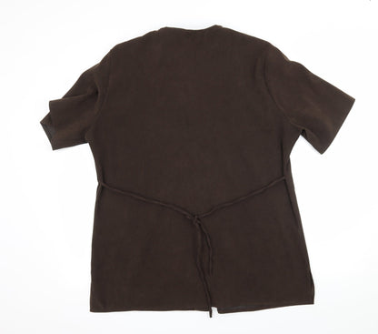 Xrose Womens Brown  Velour Basic Button-Up Size 18
