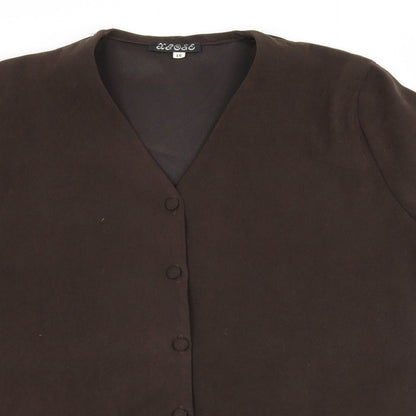 Xrose Womens Brown  Velour Basic Button-Up Size 18