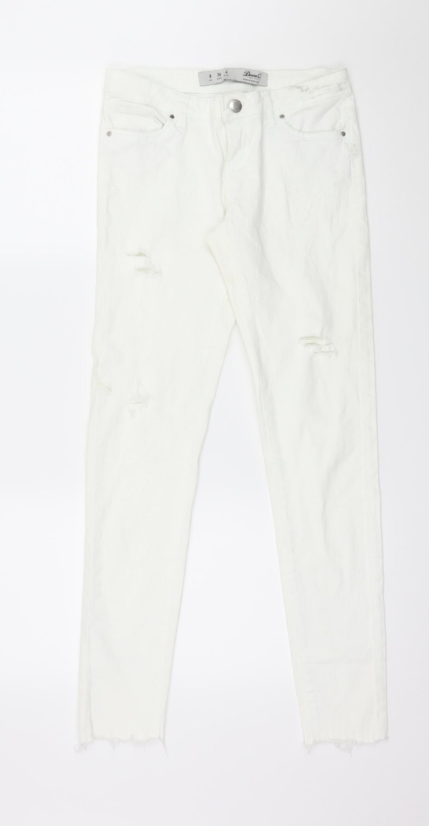 Denim & Co. Womens White  Denim Skinny Jeans Size 8 L28 in