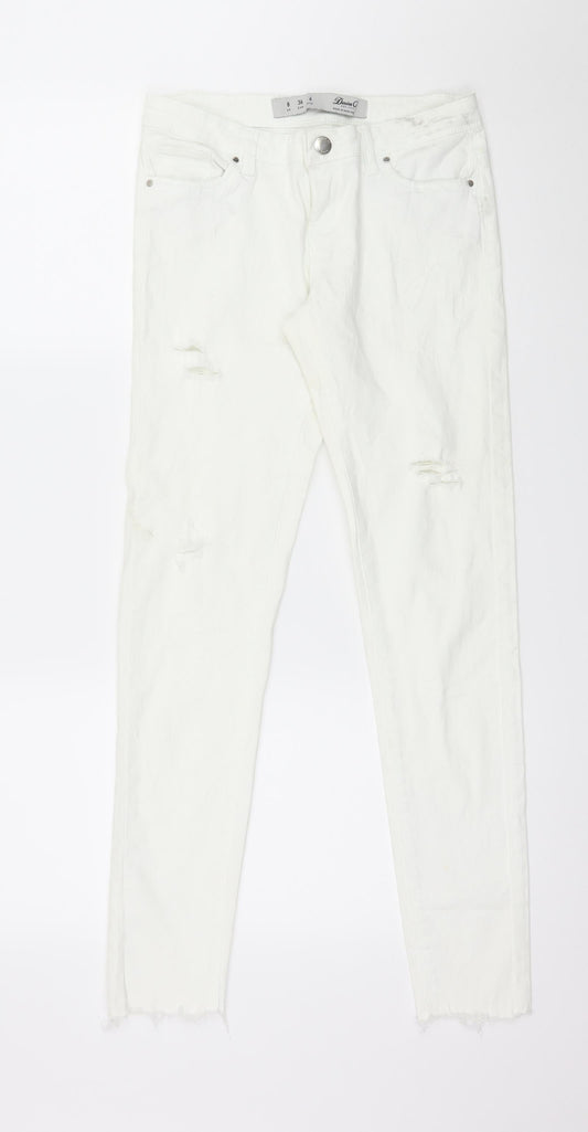Denim & Co. Womens White  Denim Skinny Jeans Size 8 L28 in