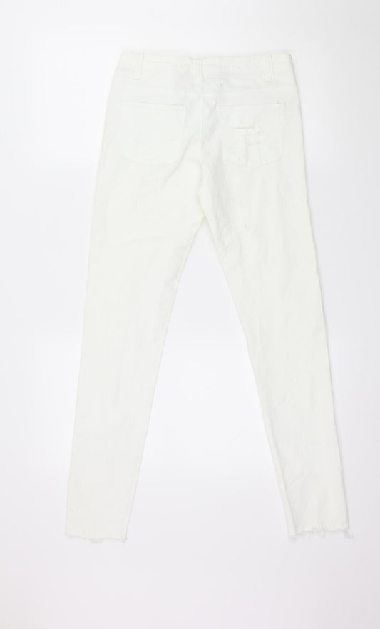 Denim & Co. Womens White  Denim Skinny Jeans Size 8 L28 in