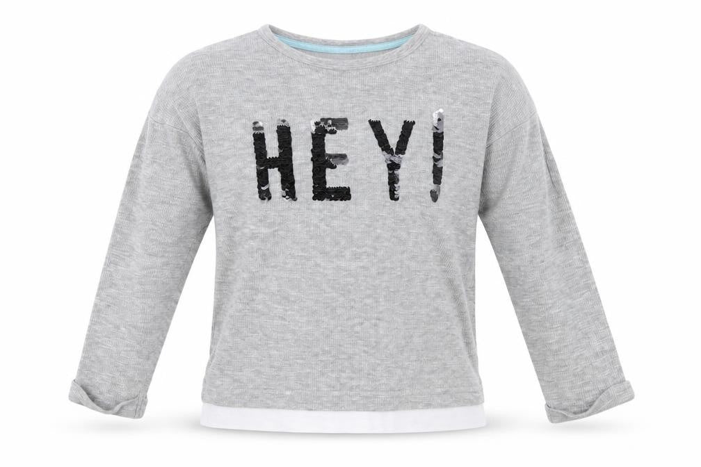Front view of Tu girls’ grey jersey basic t-shirt, size 4-5, years - hey!