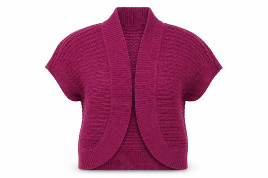 Front view of Savoir women’s purple knit cardigan jumper, size UK 14