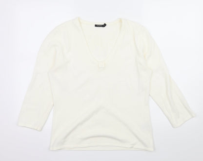 b.young Womens Ivory  Knit Pullover Jumper Size L