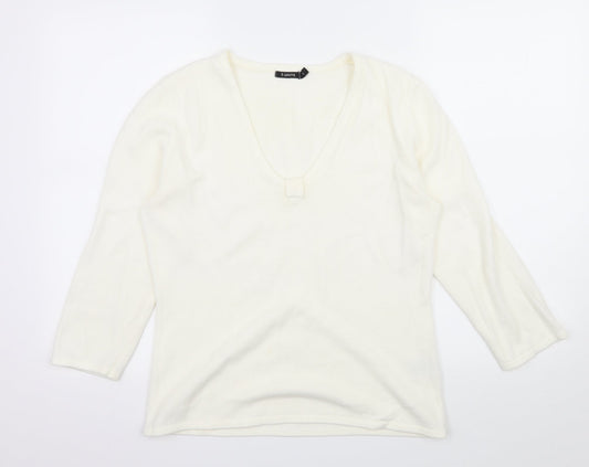 b.young Womens Ivory  Knit Pullover Jumper Size L
