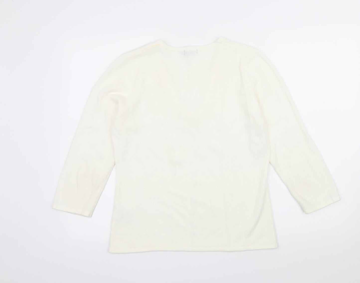 b.young Womens Ivory  Knit Pullover Jumper Size L