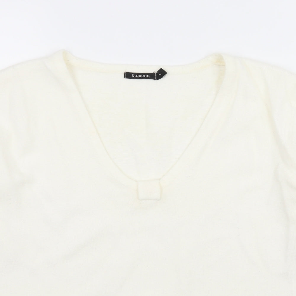 b.young Womens Ivory  Knit Pullover Jumper Size L