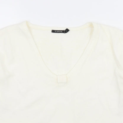 b.young Womens Ivory  Knit Pullover Jumper Size L