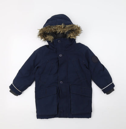 Additional front view of Gap boys’ blue parka coat, size XS