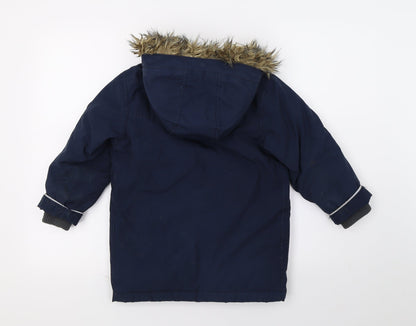 Back view of Gap boys’ blue parka coat, size XS