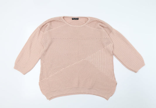Dorothy Perkins Womens Pink Geometric Knit Pullover Jumper Size 16