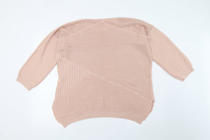 Dorothy Perkins Womens Pink Geometric Knit Pullover Jumper Size 16