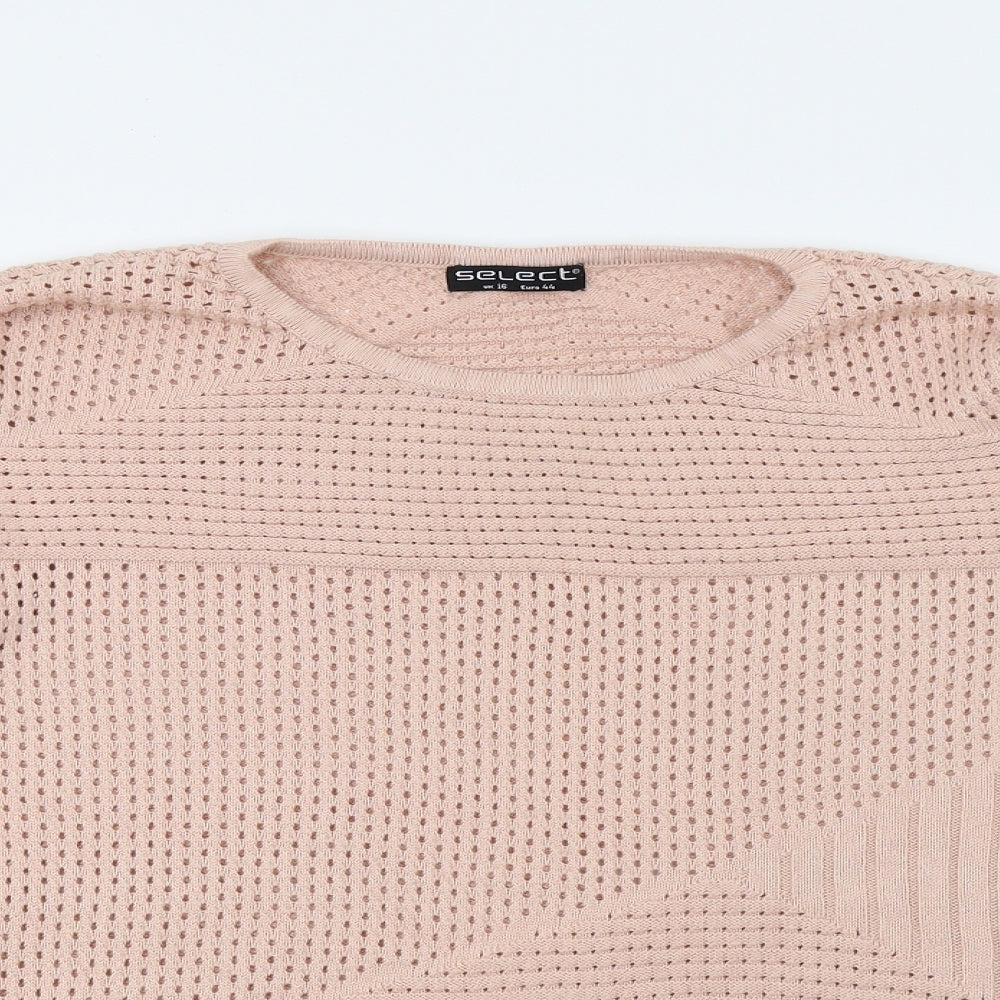 Dorothy Perkins Womens Pink Geometric Knit Pullover Jumper Size 16