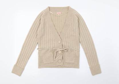 Lime Womens Beige  Knit Cardigan Jumper Size S