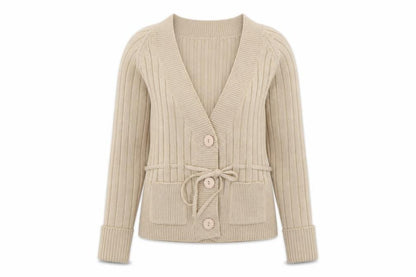 Lime Womens Beige  Knit Cardigan Jumper Size S