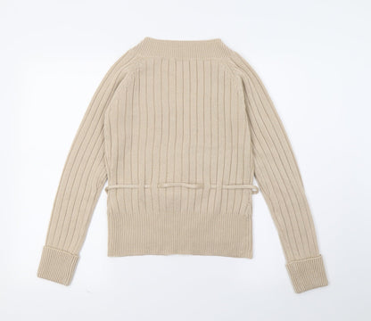 Lime Womens Beige  Knit Cardigan Jumper Size S