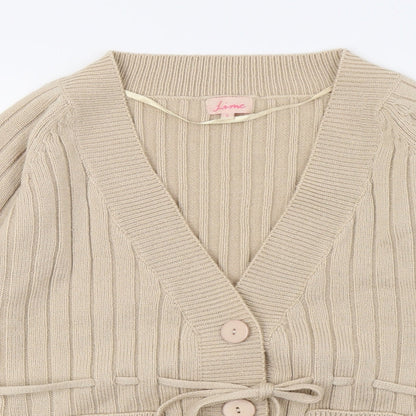 Lime Womens Beige  Knit Cardigan Jumper Size S