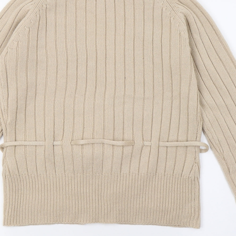 Lime Womens Beige  Knit Cardigan Jumper Size S