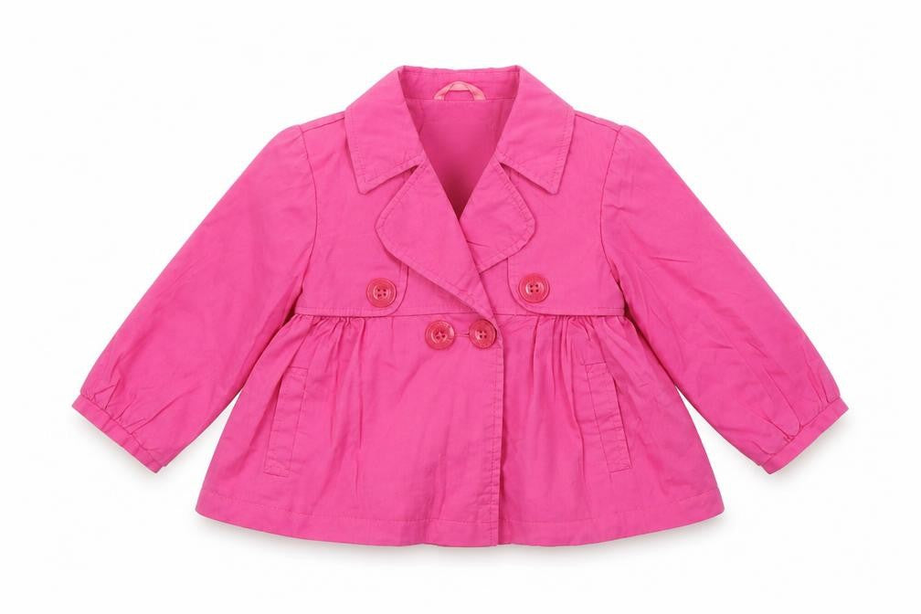 Front view of Ladybird girls’ pink jacket, size 12-18, months