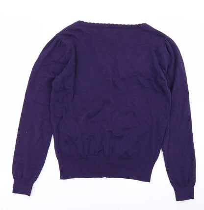 M Butterfly Womens Purple  Knit Cardigan Jumper Size S