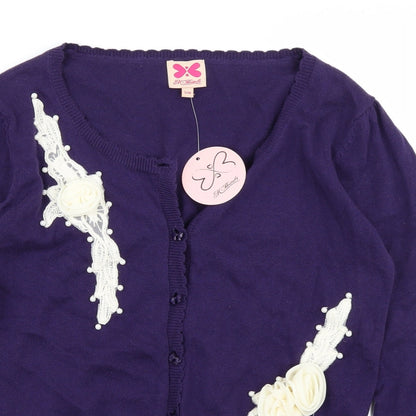 M Butterfly Womens Purple  Knit Cardigan Jumper Size S