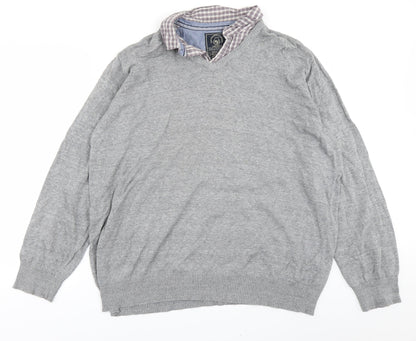 Easy Mens Grey  Knit Pullover Jumper Size XL