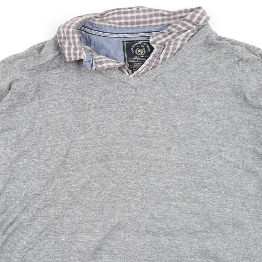 Easy Mens Grey  Knit Pullover Jumper Size XL