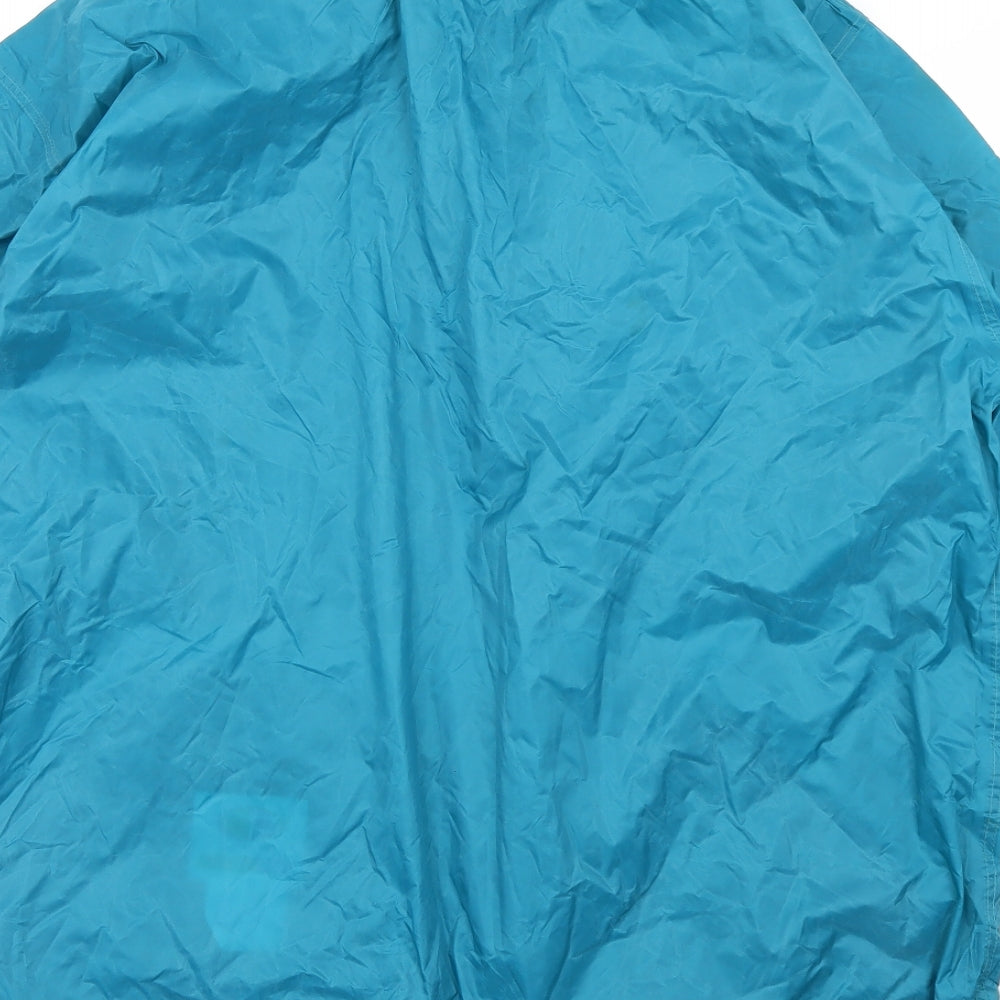 Brand and care label for Highpoint women’s blue rain coat coat, size UK 16