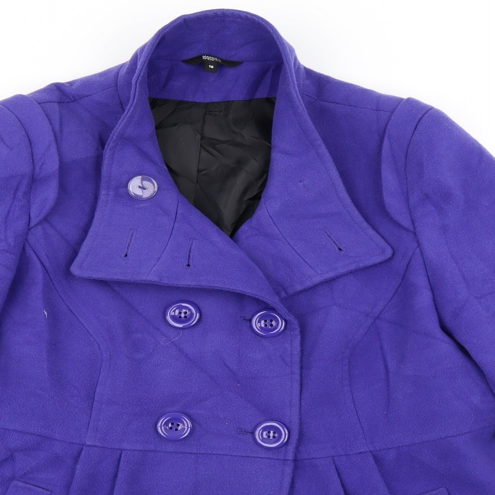Marks & Spencer Womens Blue   Overcoat Coat Size 16