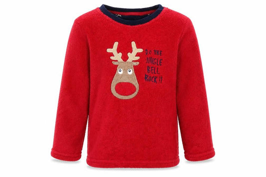 Rebel Boys Red Colourblock   Pyjama Top Size 5-6 Years  - Christmas Jumper