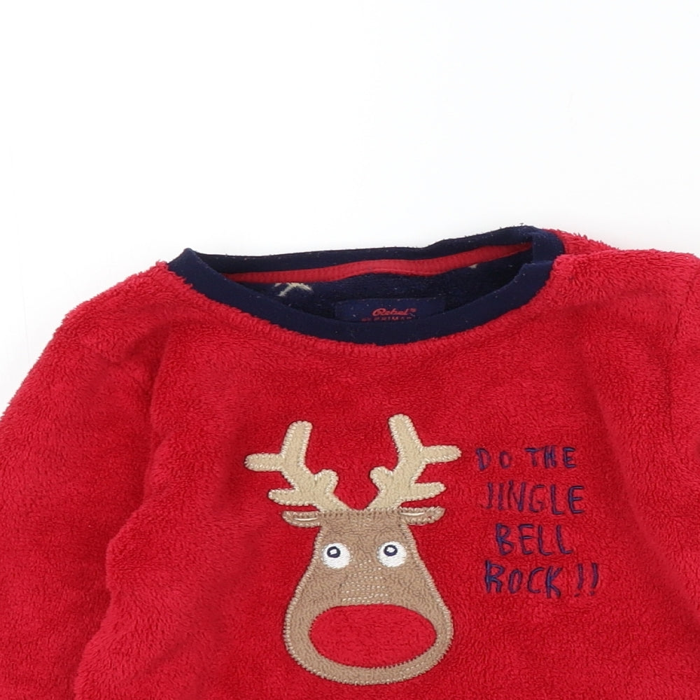 Rebel Boys Red Colourblock   Pyjama Top Size 5-6 Years  - Christmas Jumper
