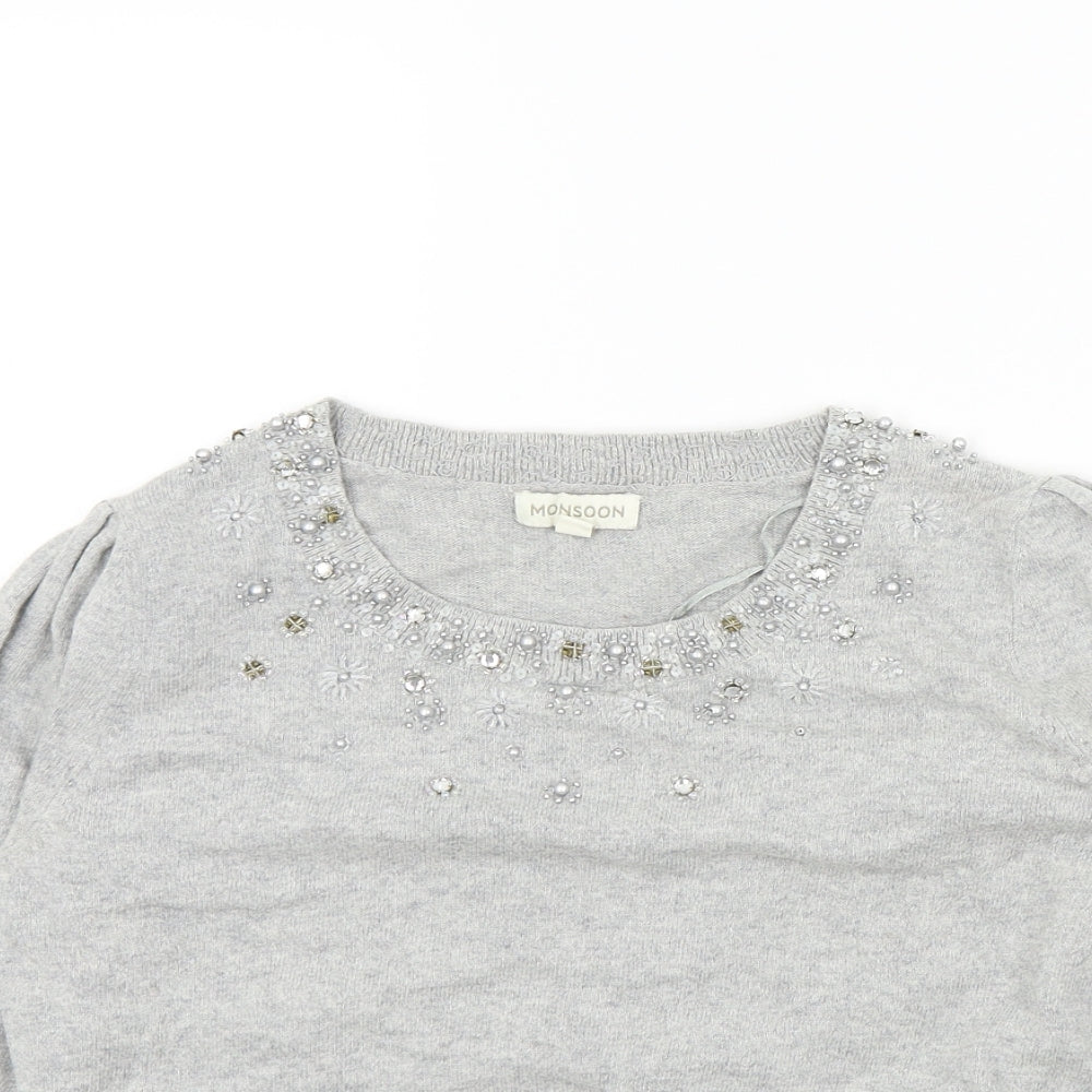 Womens UK Size M Monsoon Grey Pullover Jumper