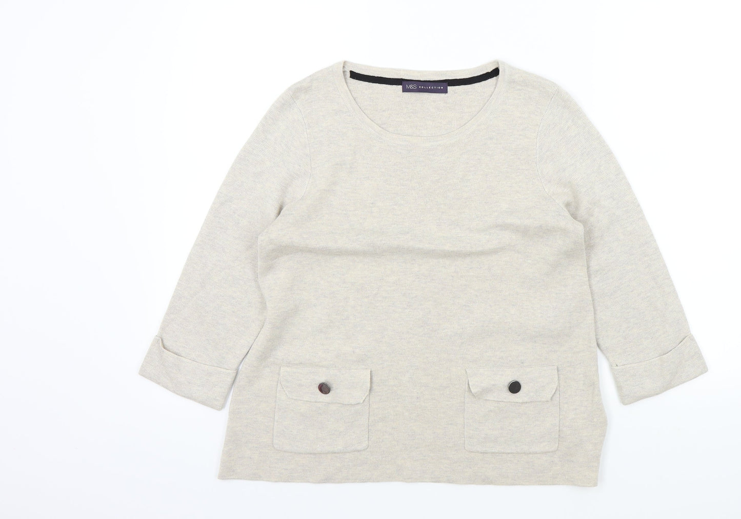 Womens UK Size 12 M&S Beige Pullover Jumper