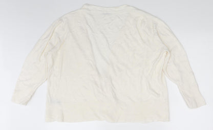 Womens UK Size 16 Classic Ivory Cardigan Jumper