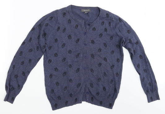 Primark Womens Black Animal Print  Cardigan Jumper Size 10