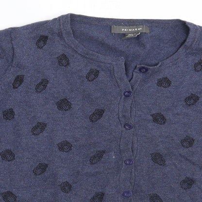 Primark Womens Black Animal Print  Cardigan Jumper Size 10