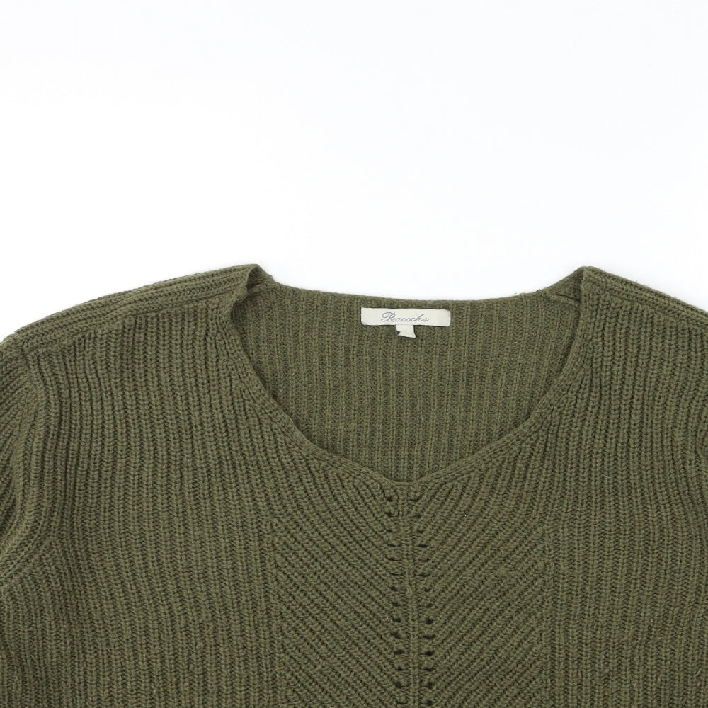Womens UK Size M Peacocks Green Pullover Jumper