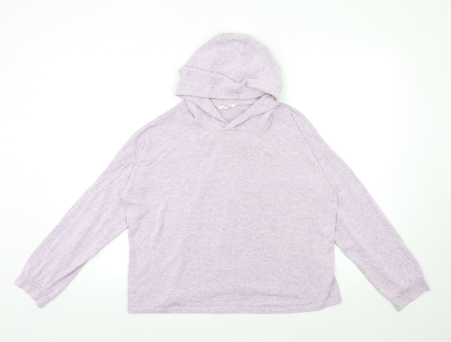 Marks and Spencer Girls Purple  Knit Pullover Hoodie Size 13 Years