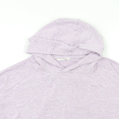 Marks and Spencer Girls Purple  Knit Pullover Hoodie Size 13 Years