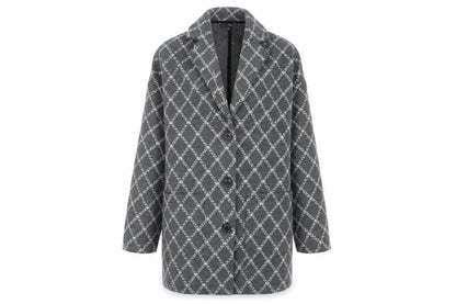 Next Womens Grey Check  Overcoat Coat Size M