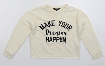 New Look Girls White   Pullover Sweatshirt Size 9 Years