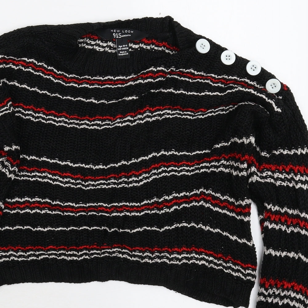New Look Girls Beige Striped Knit Pullover Jumper Size 10-11 Years