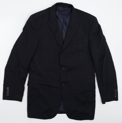 Alto Mens Blue Striped  Jacket Suit Jacket Size 38