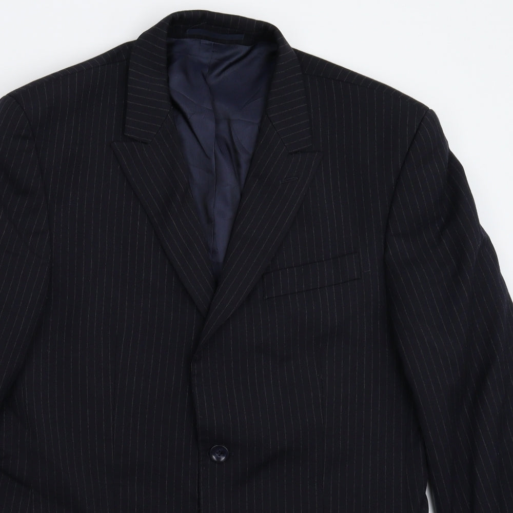 Alto Mens Blue Striped  Jacket Suit Jacket Size 38