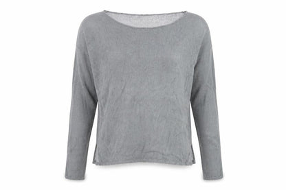 Front view of bershka bs girl women’s grey basic t-shirt, size UK 6