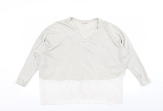 Womens UK Size 12 Zara Ivory Basic T-Shirt