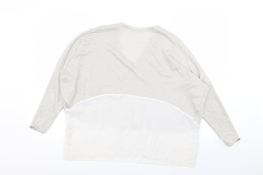 Womens UK Size 12 Zara Ivory Basic T-Shirt