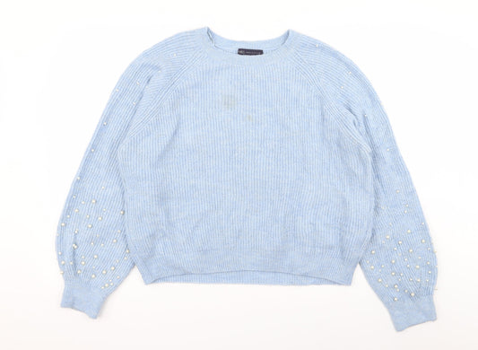 Womens UK Size M M&S Blue Pullover Jumper