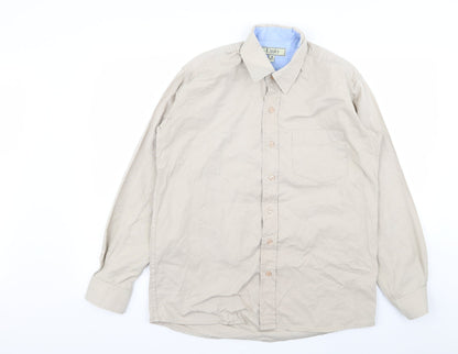 Unity Mens Beige    Button-Up Size M